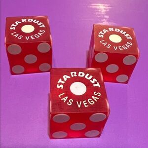 Stardust Casino Red Dice set of 3
Matching Logo Las Vegas, Nevada